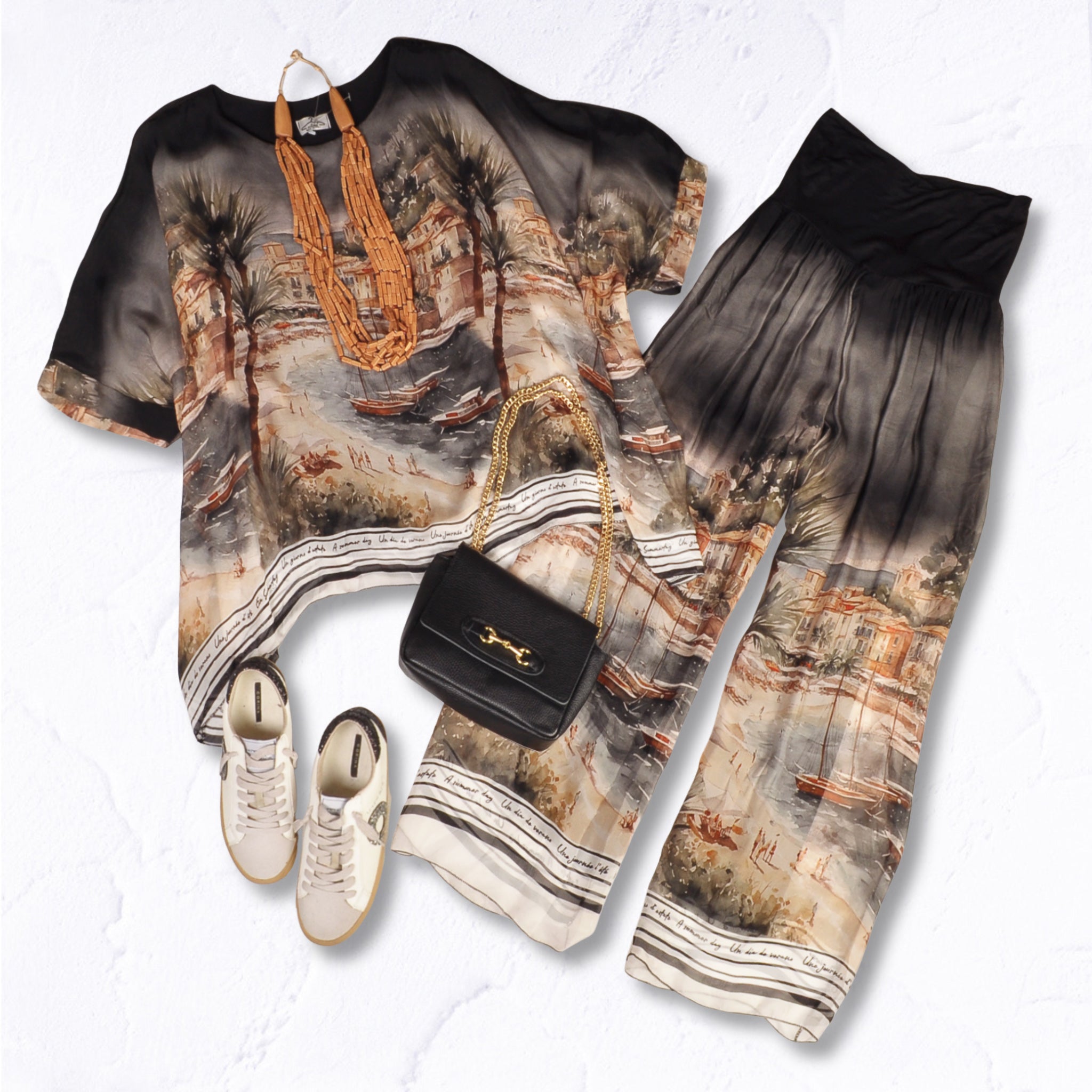 Boat print double layer top