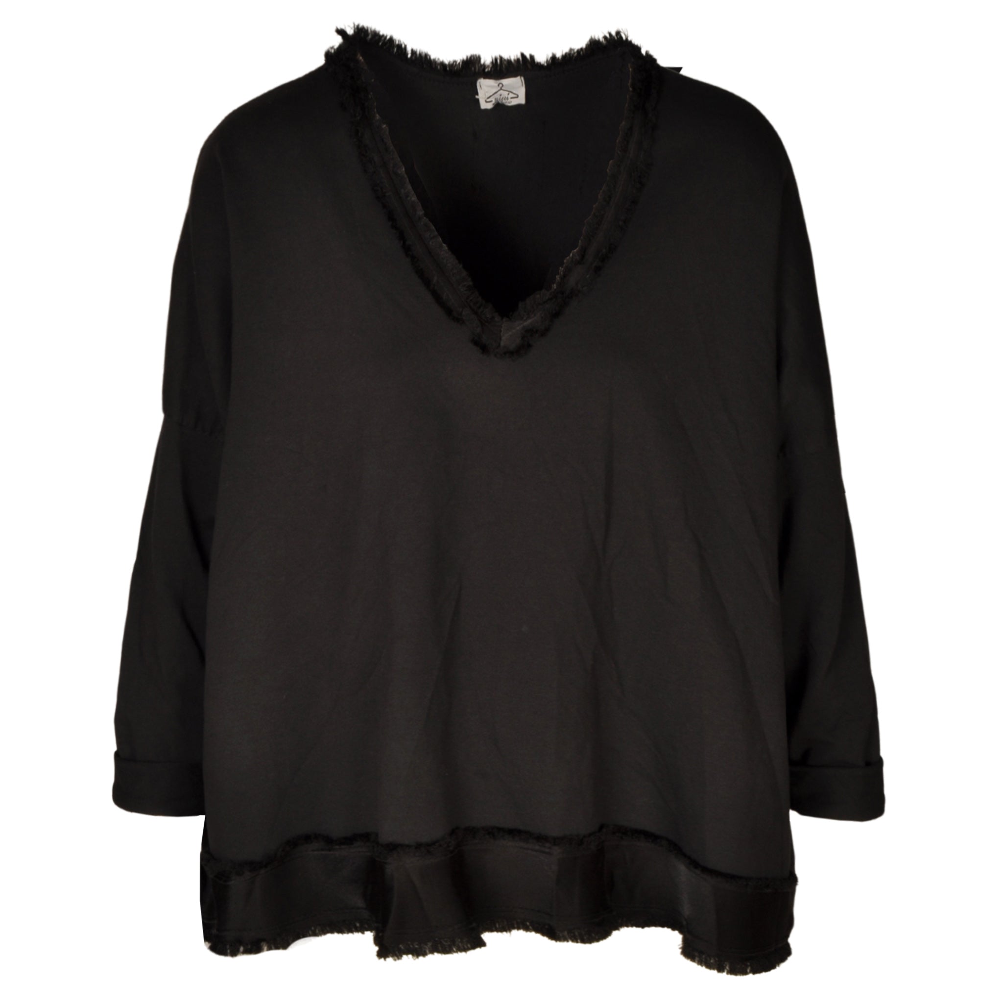 Silky frayed border top