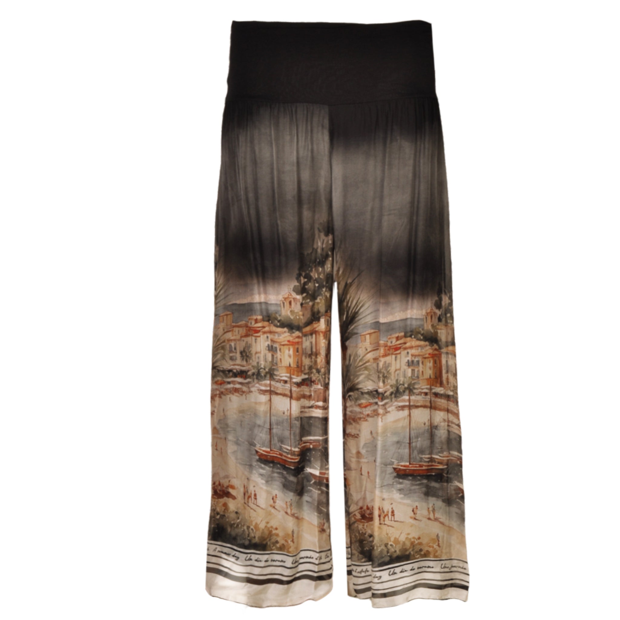 Boat print double layer silky pants