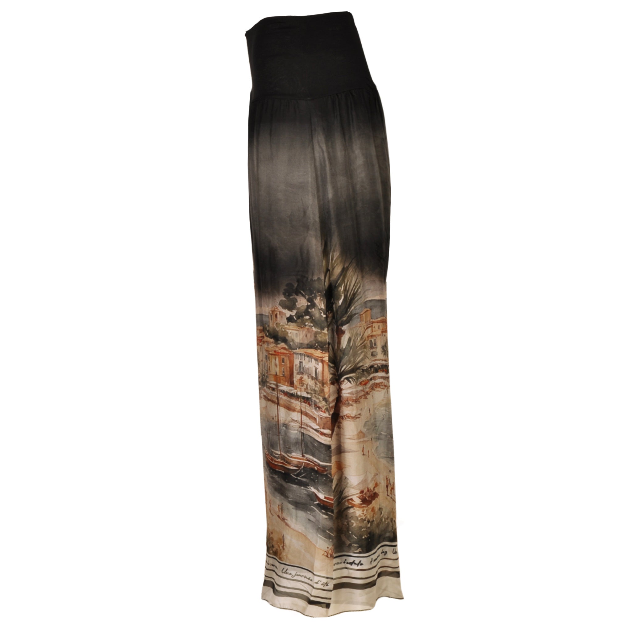 Boat print double layer silky pants