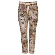 Belted animal floral print pants