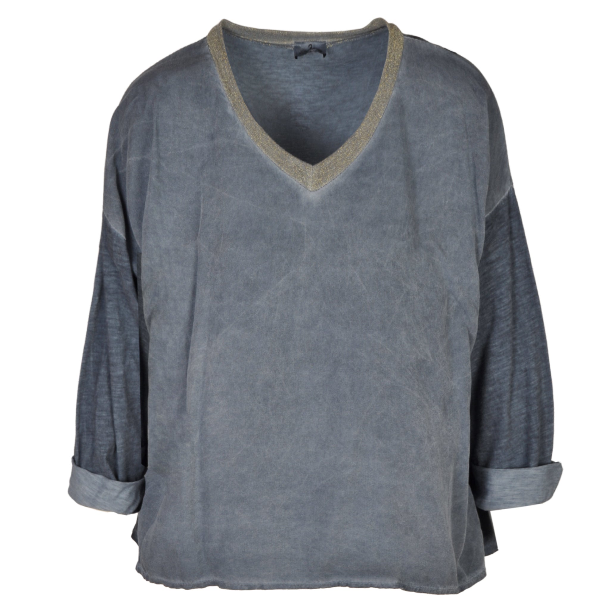 Shimmer neckline overdyed top