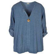 One button corduroy hi-lo top