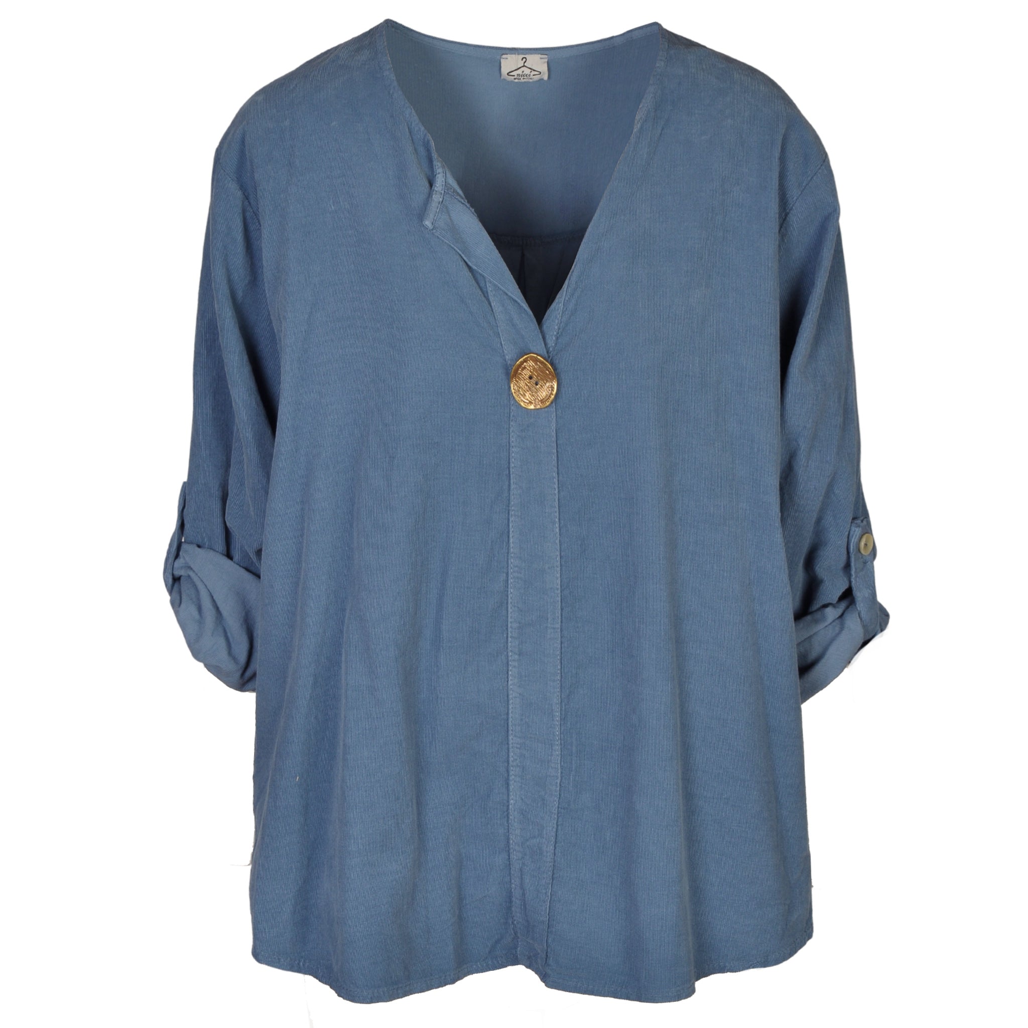 One button corduroy hi-lo top