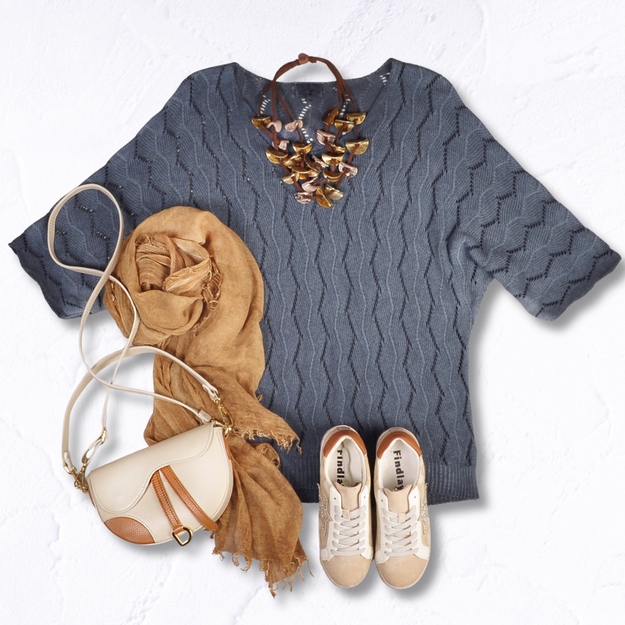 Overdyed zig zag knit top