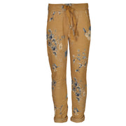 Stencil glitter floral print pants