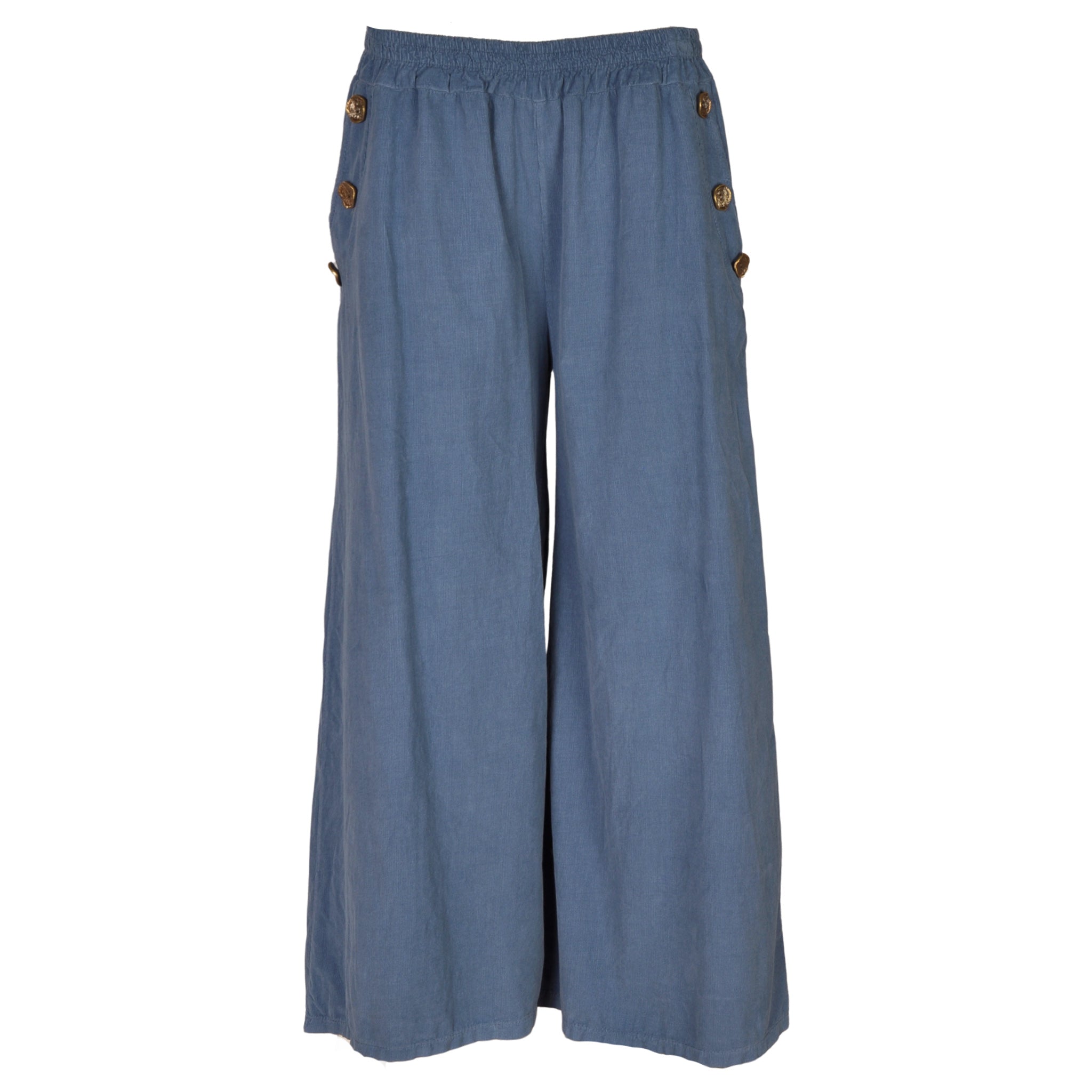 Button detail corduroy wide leg pants