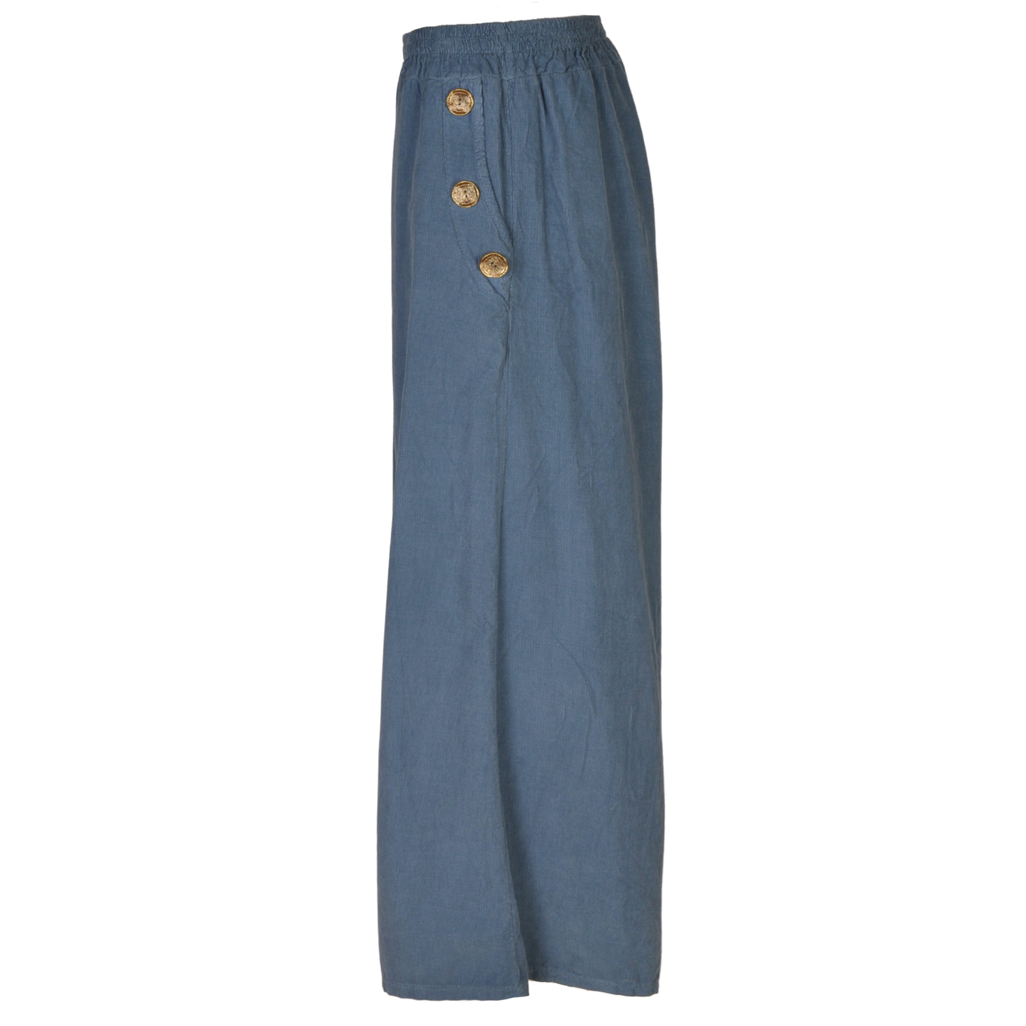 Button detail corduroy wide leg pants