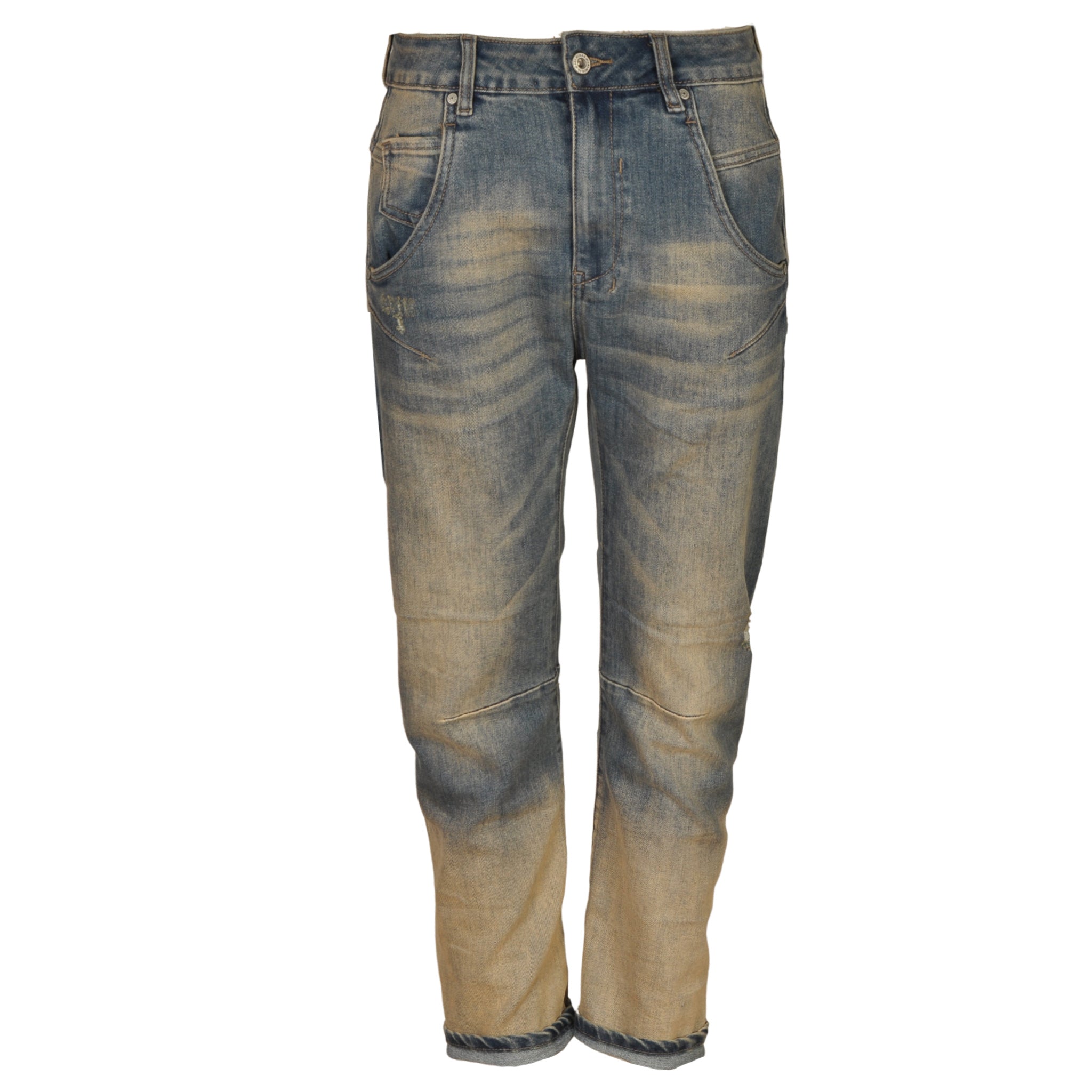 Faded hem detail 2-tone denim jeans
