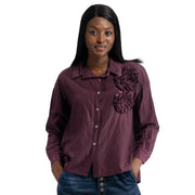 Rosette detail shimmer shirt