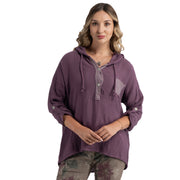 Lurex patch hooded top