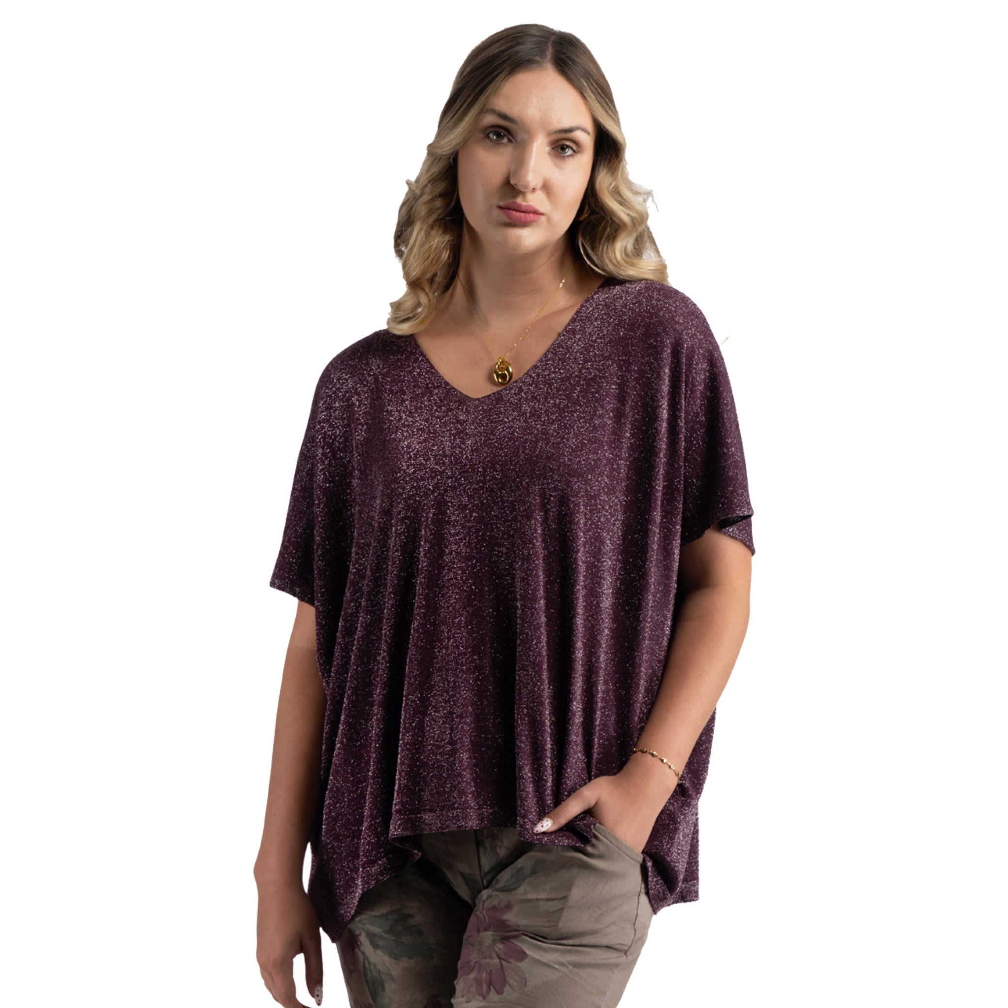 Shimmer lurex knit top