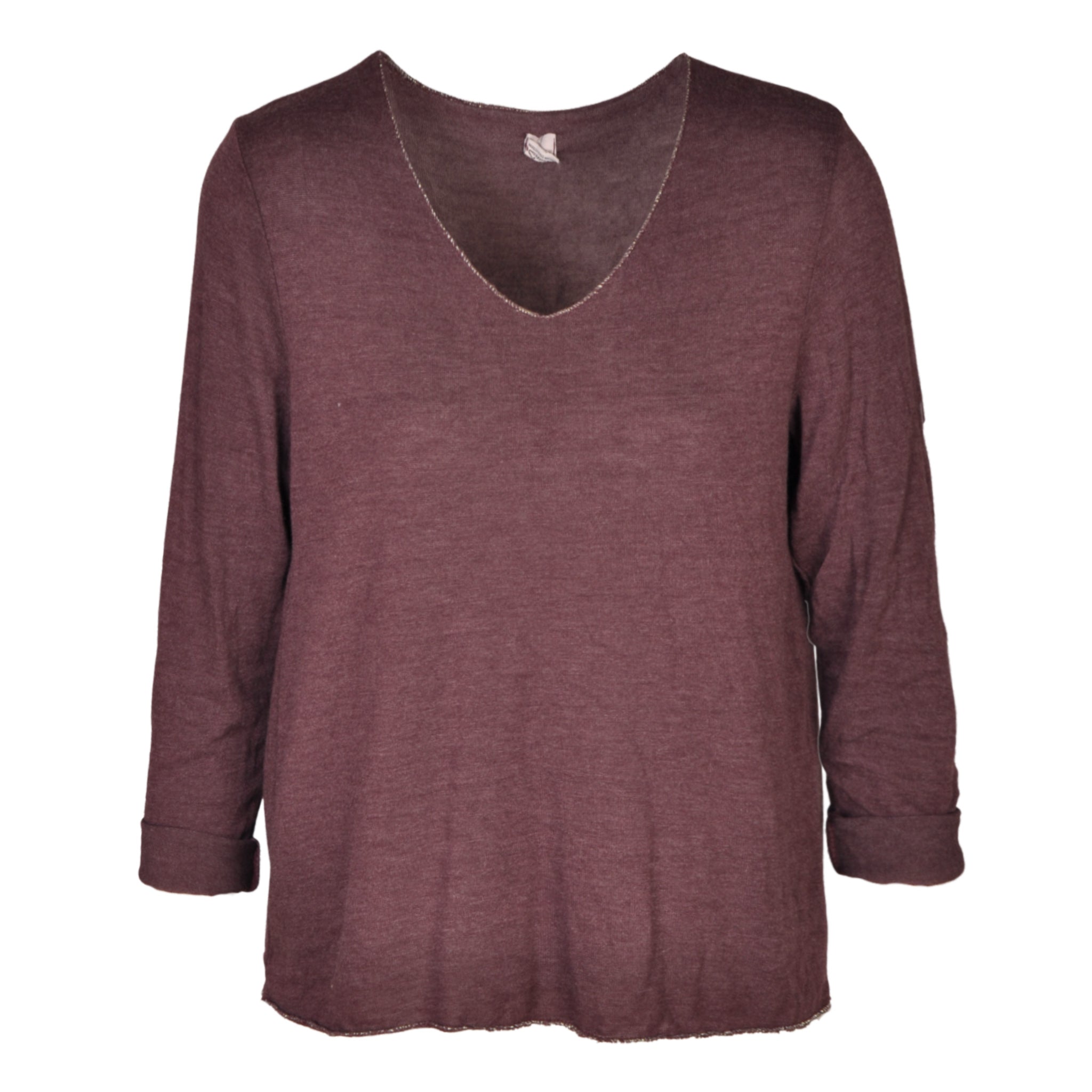 Lurex trim basic knit top