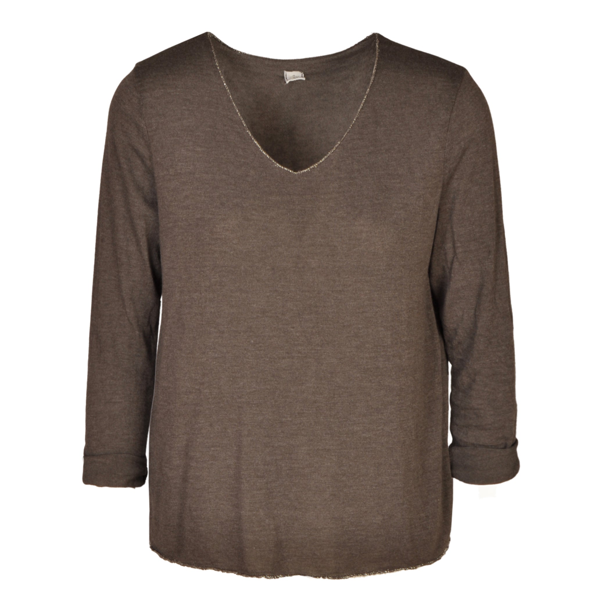 Lurex trim basic knit top