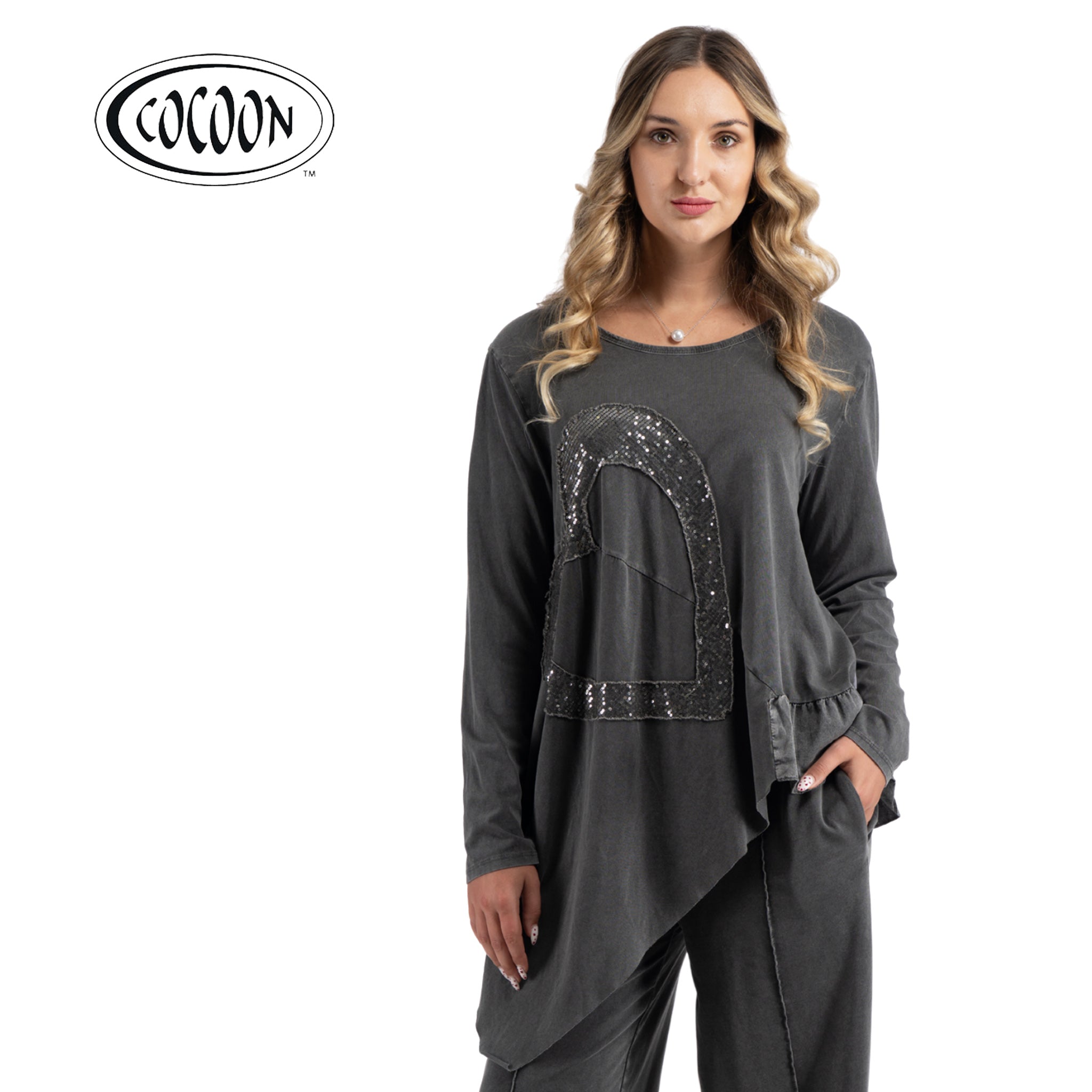 Cocoon giant sequin heart washed pointy top