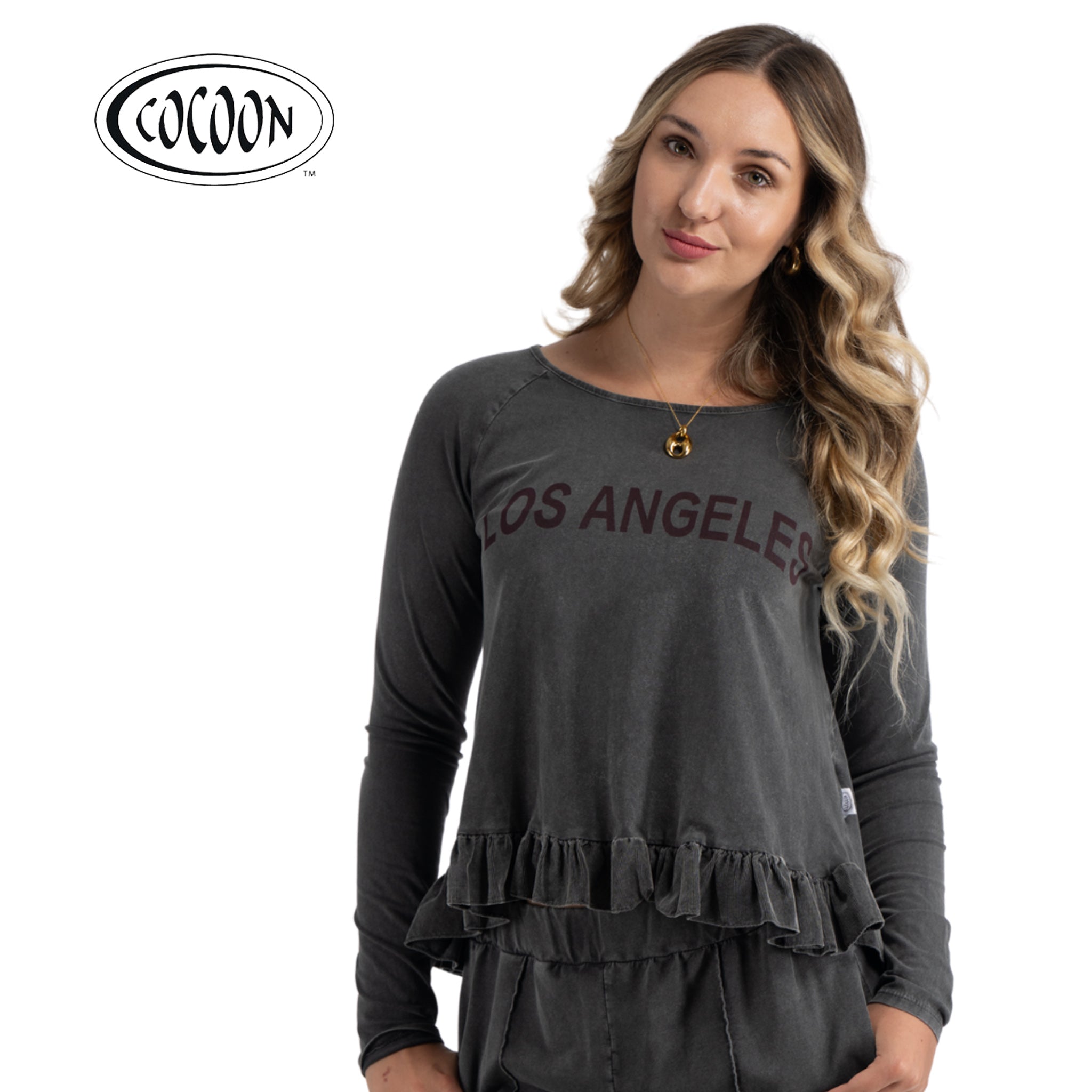 Cocoon corduroy frill border Los Angeles top