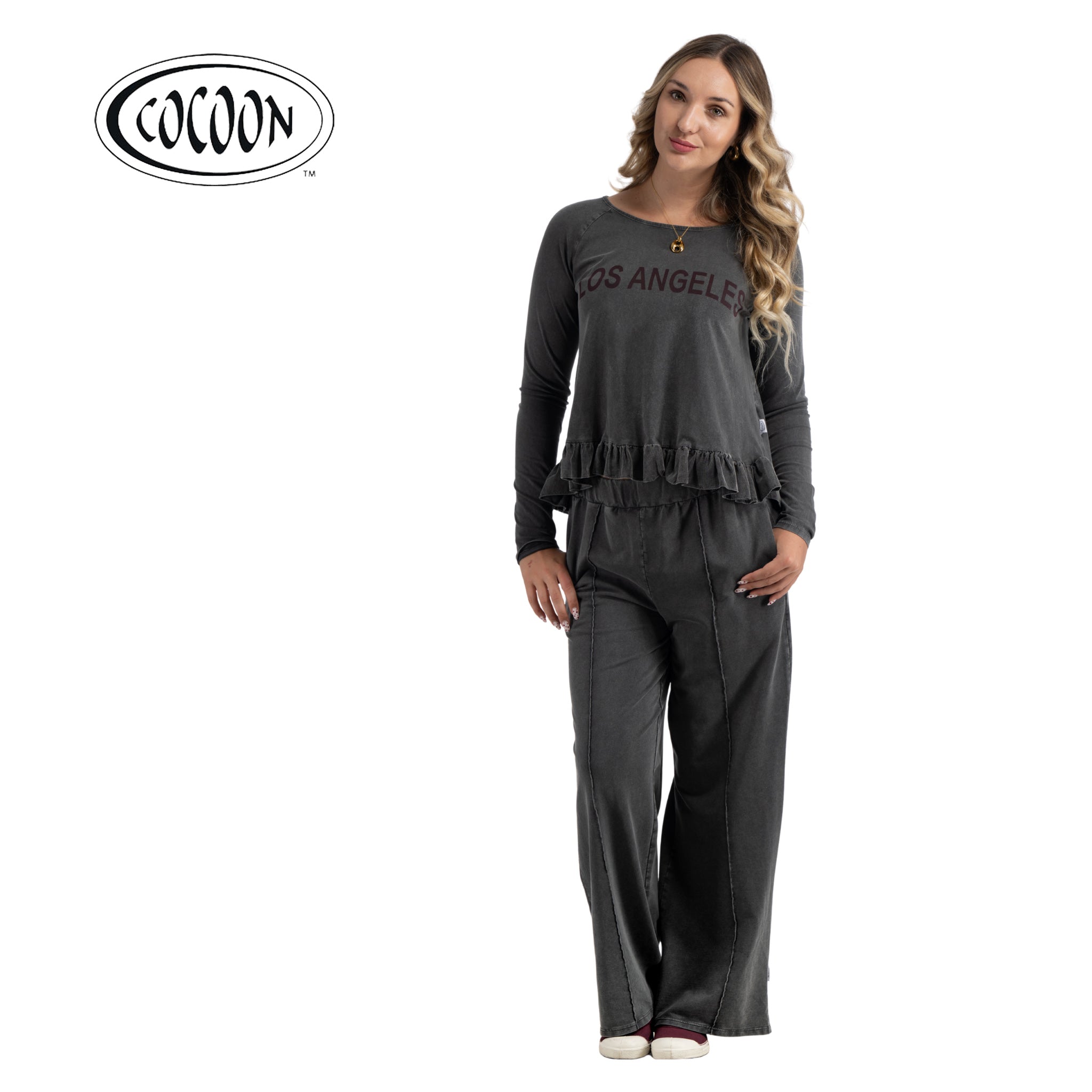 Cocoon corduroy frill border Los Angeles top