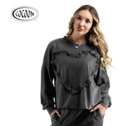 Cocoon frill heart washed corduroy top