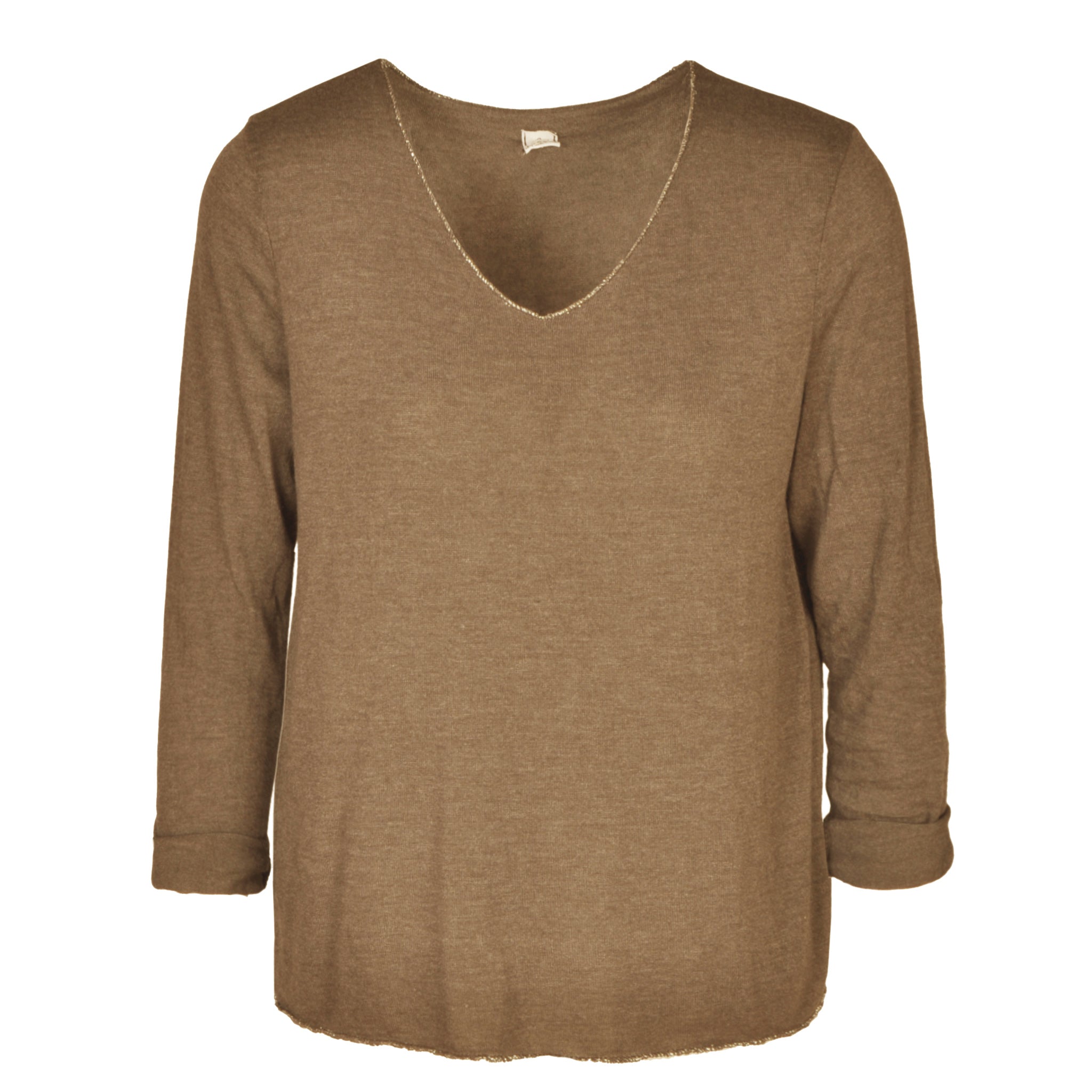 Lurex trim basic knit top