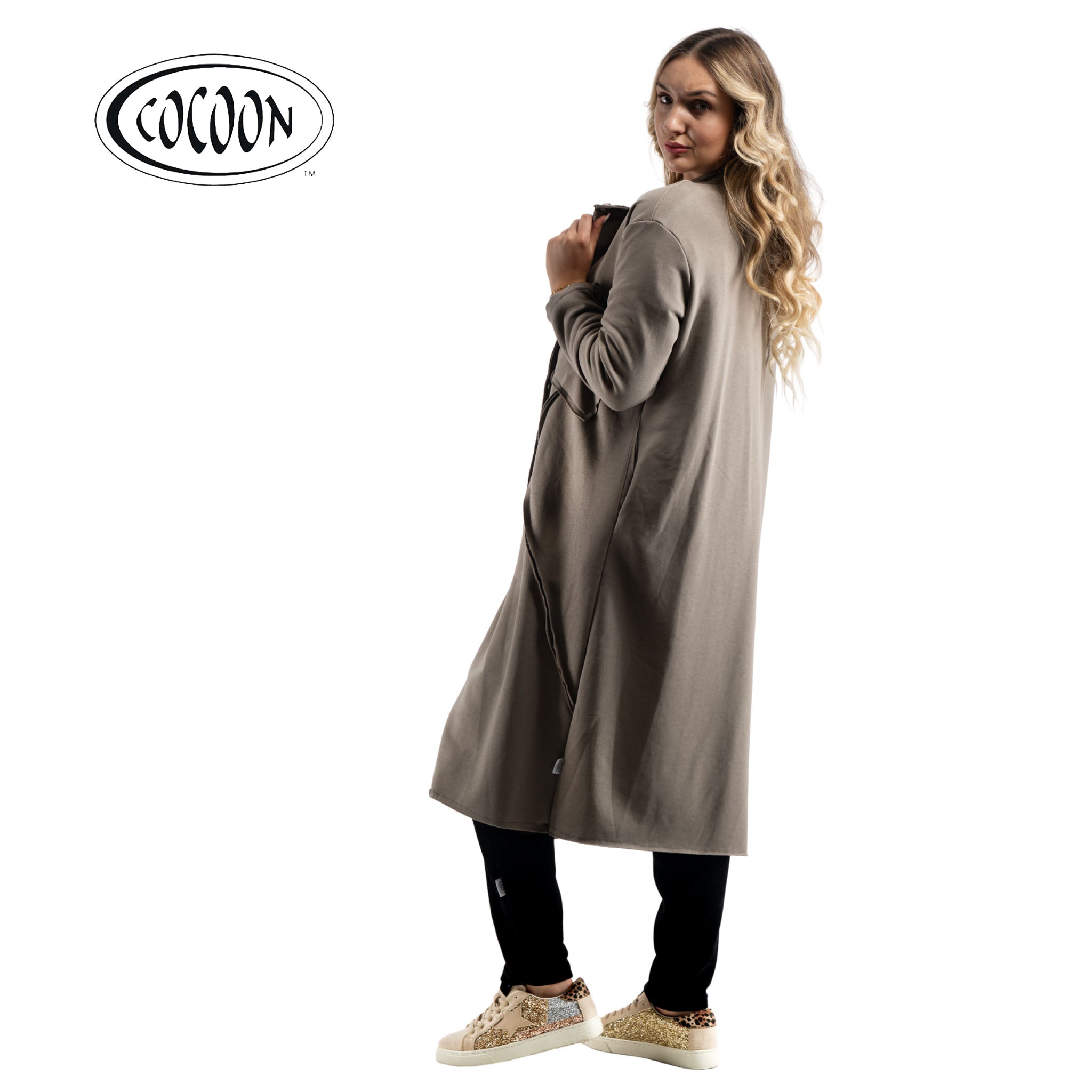 Cocoon raw-edge panel coat