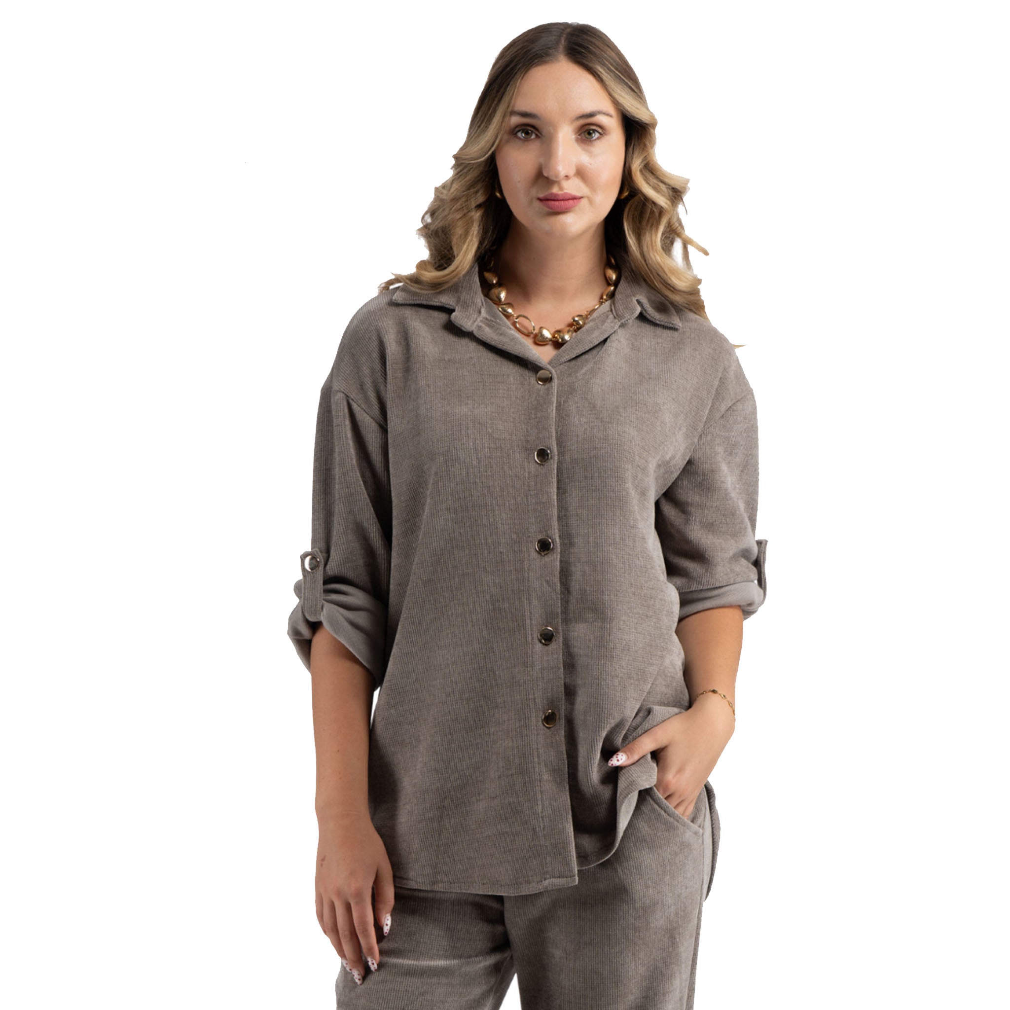 Gold button chenille tunic