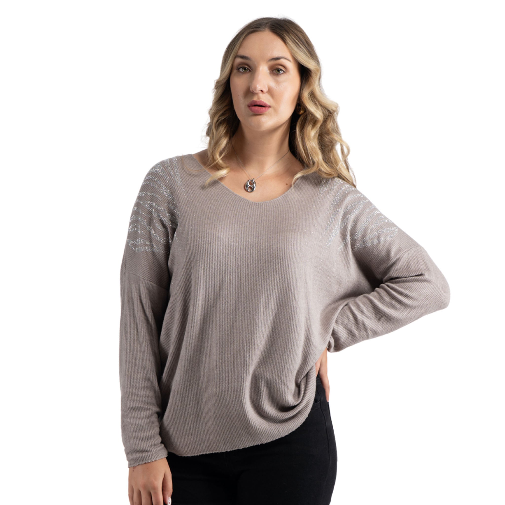 Diamante tiger stripe knit top