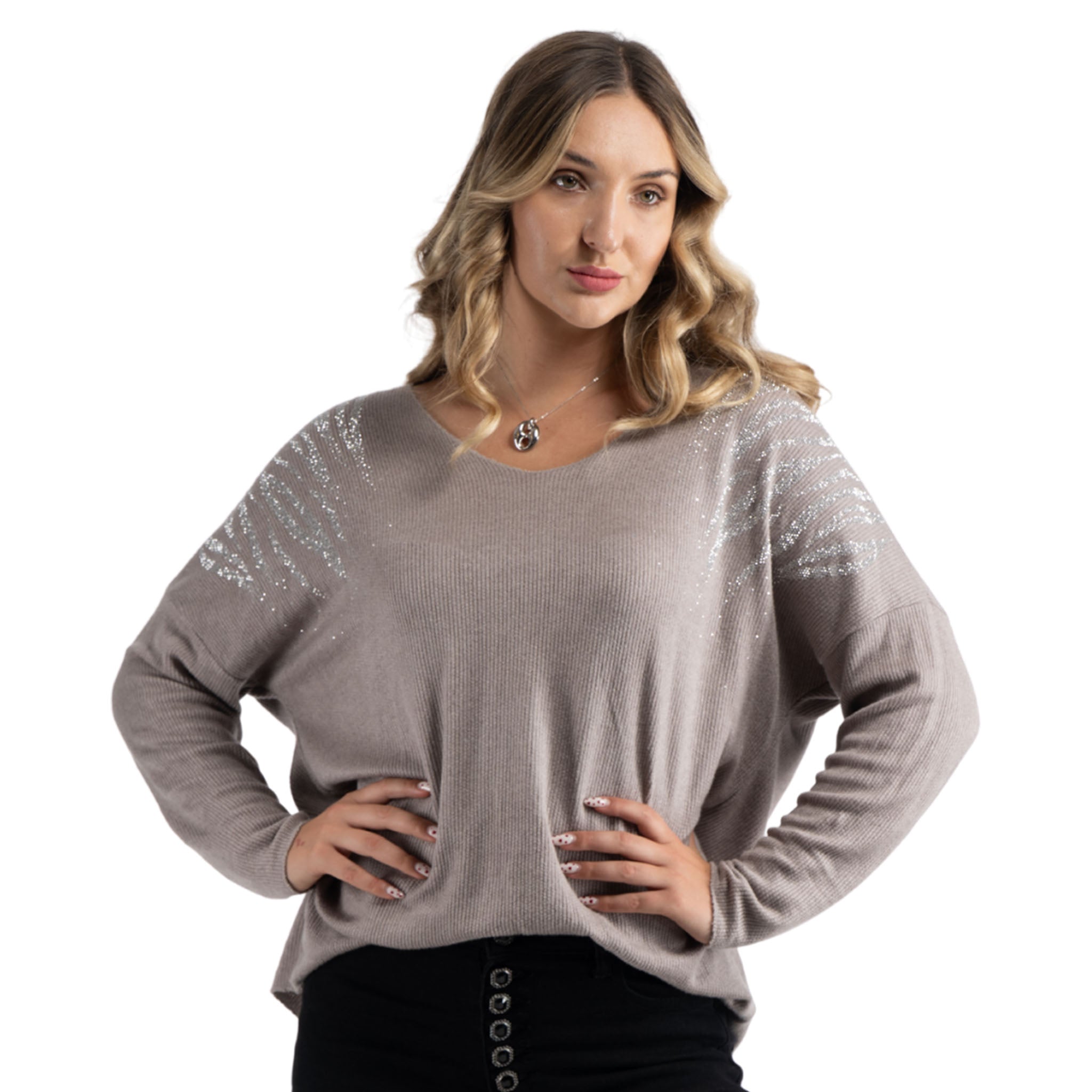 Diamante tiger stripe knit top