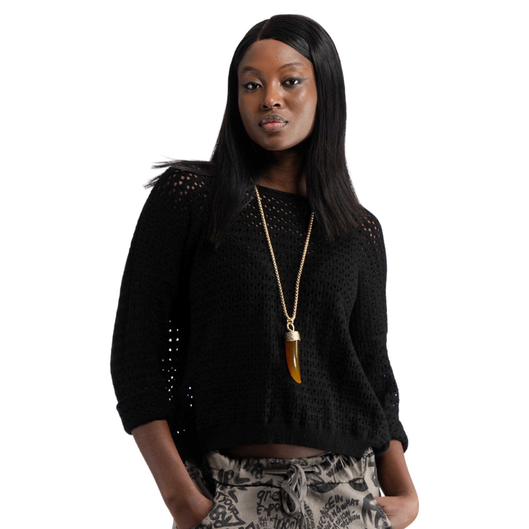 Circle hole knit top