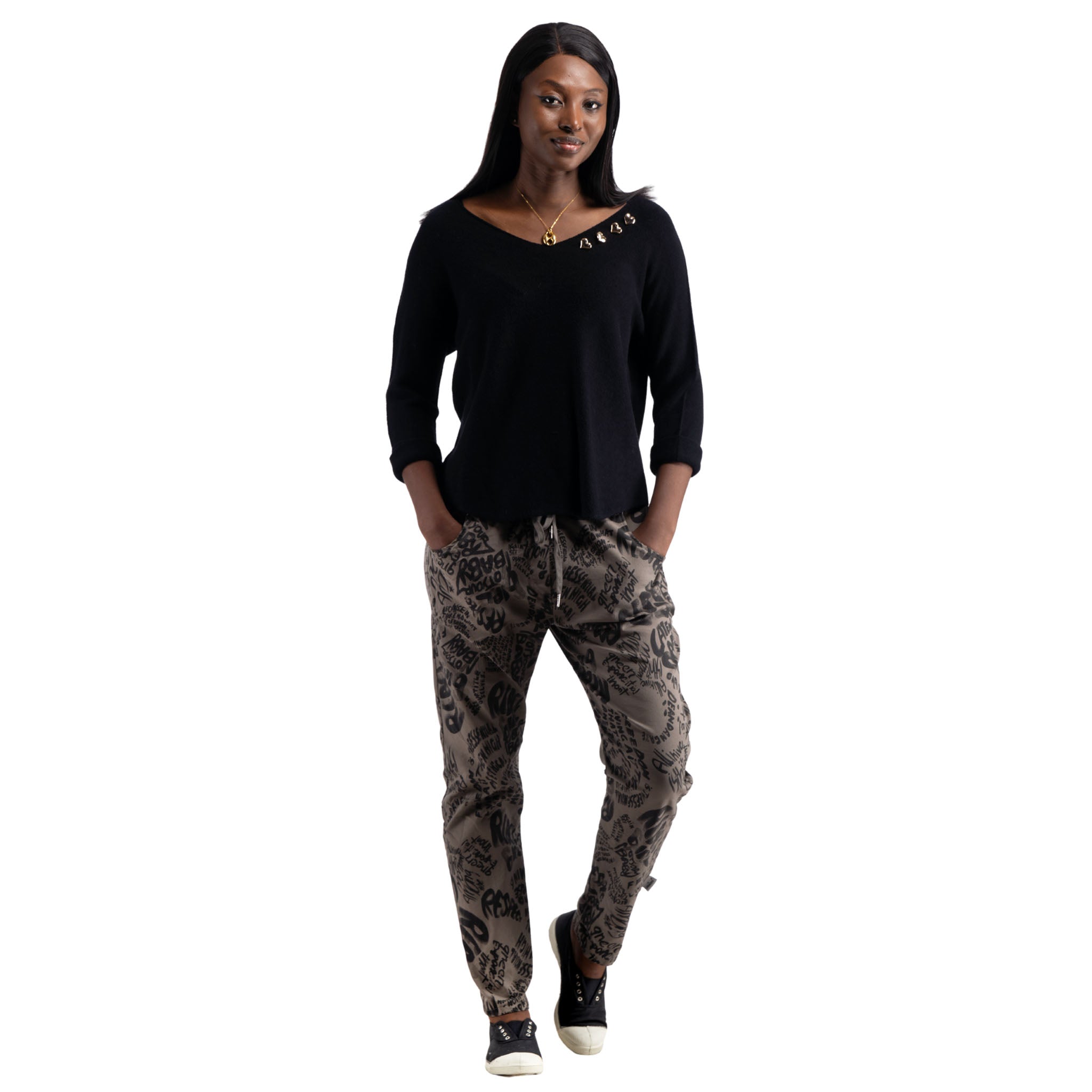 Multi heart button detail top