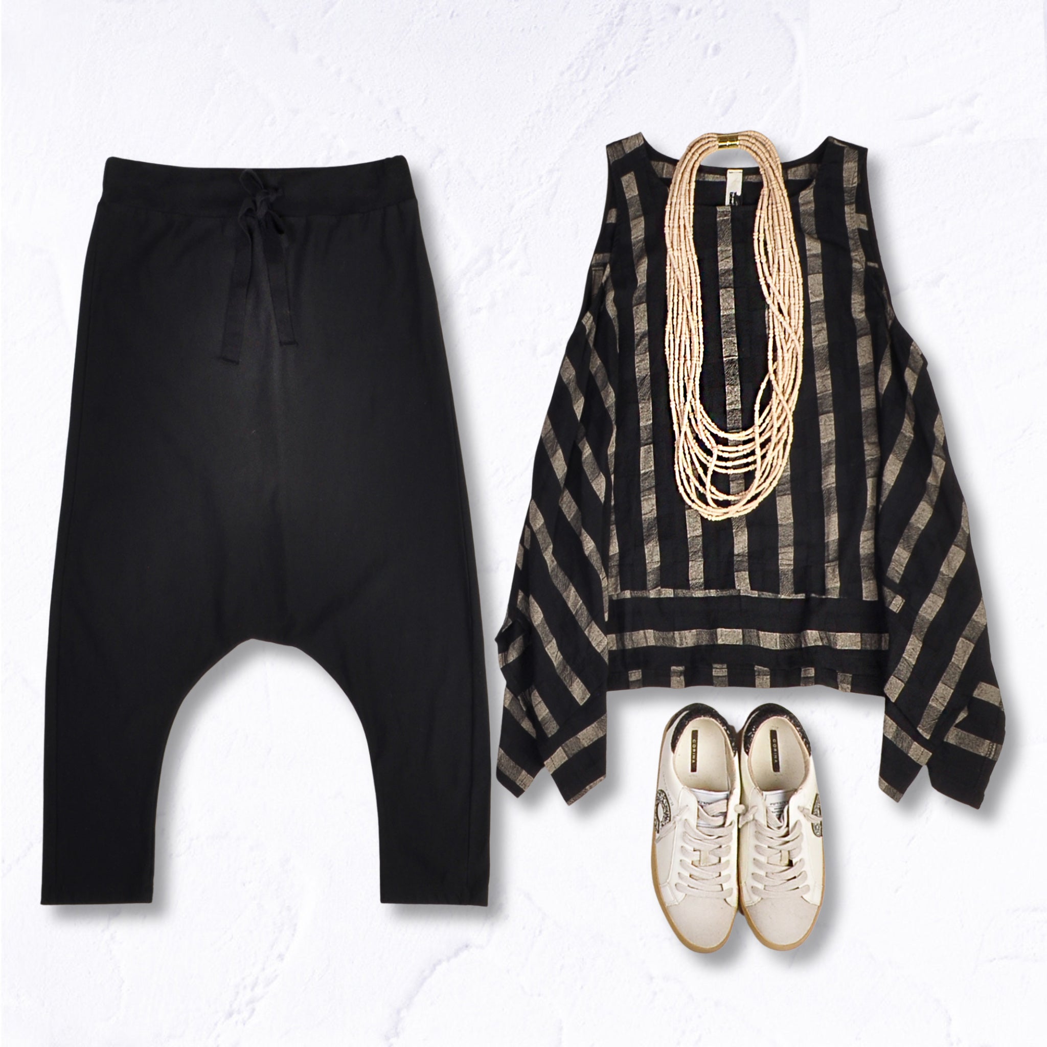 Pointy edge striped top