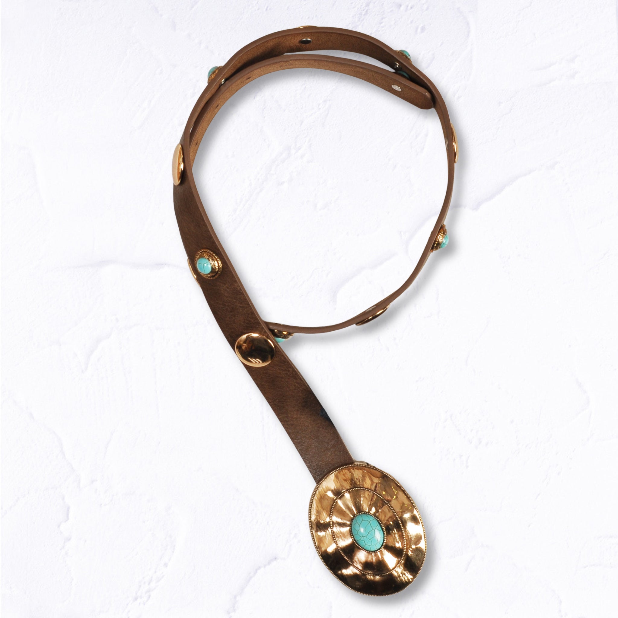 Turquoise stone oval buckle belt