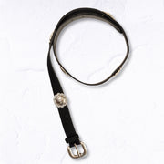 Multi silver flower suede belt