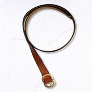 Genuine leather double buckle leather belt