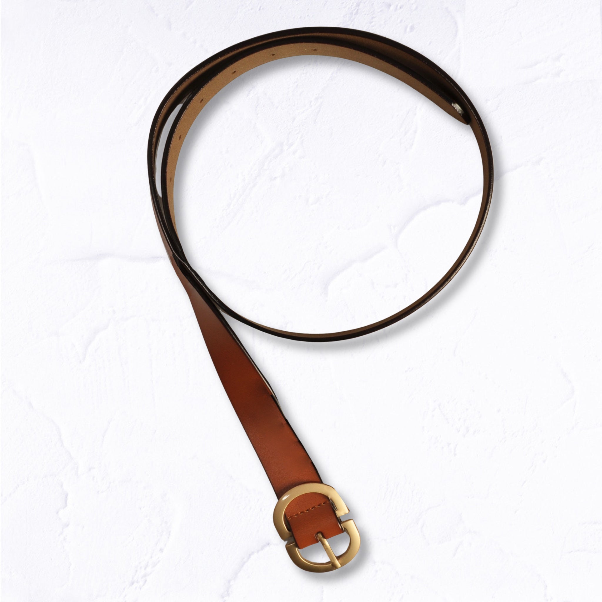 Genuine leather double buckle leather belt