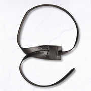 Oblong pull through leather belt