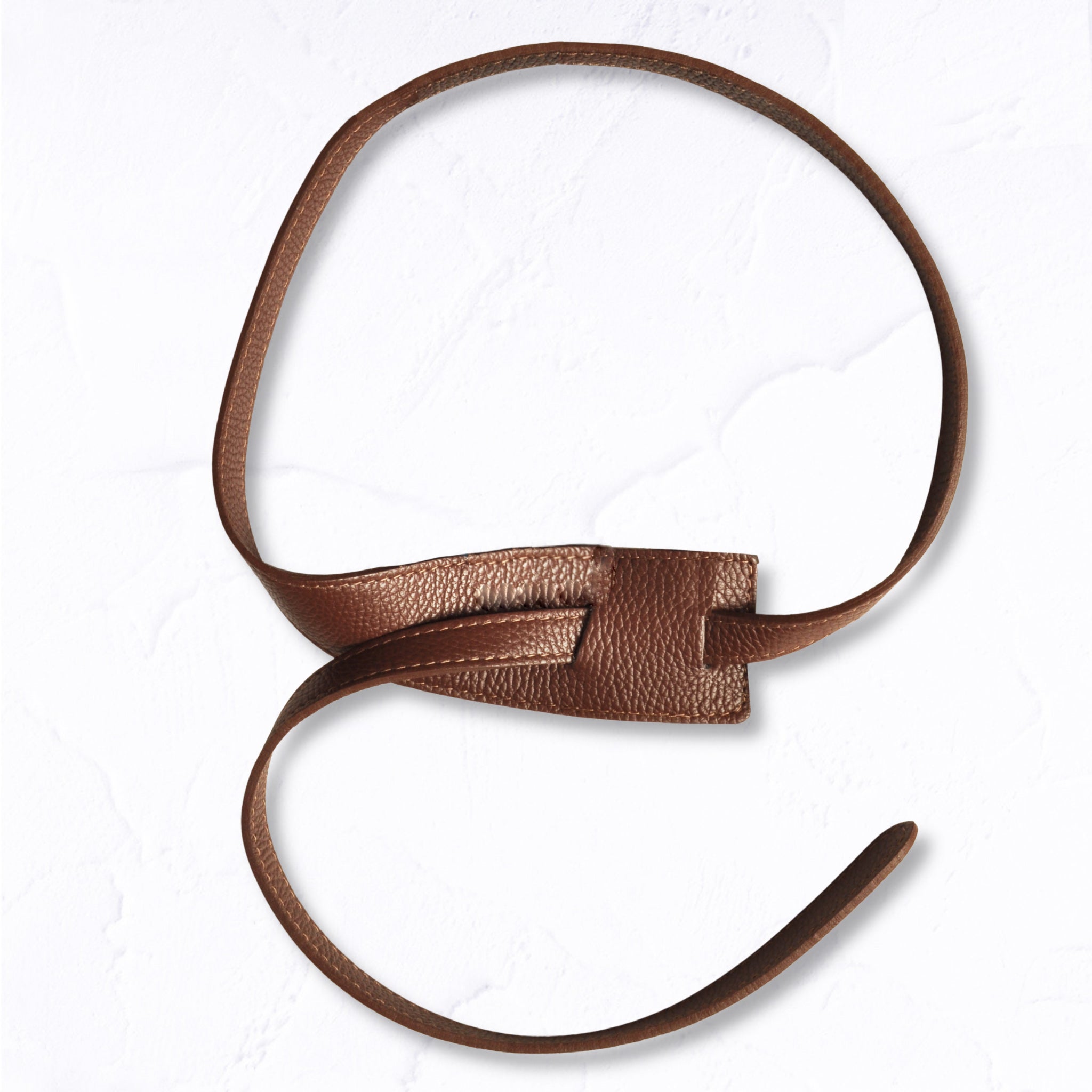 Genuine leather oblong pull through belt