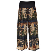Palm print double layer silky pants
