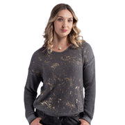 Gold foil print ribbed knit