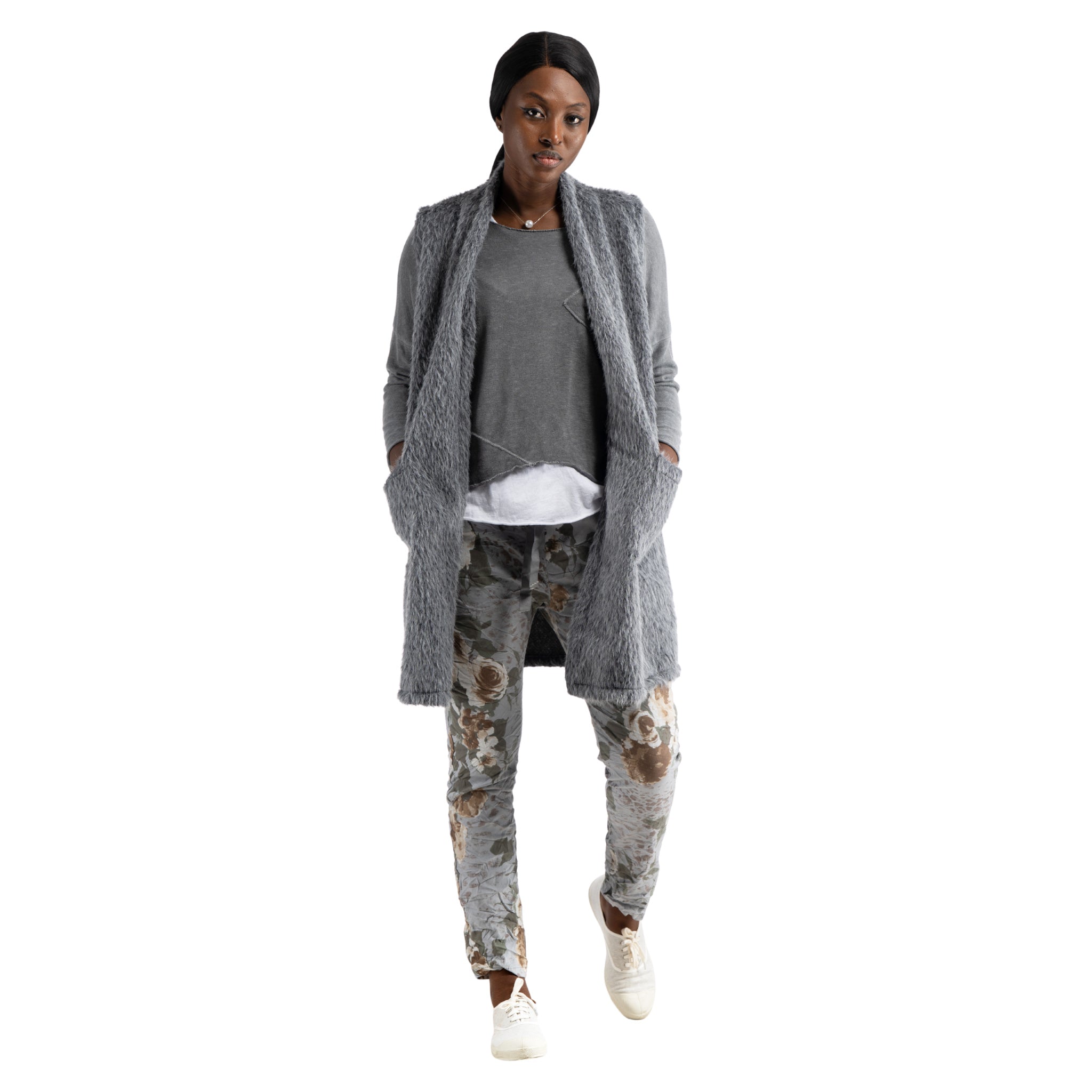 Faux fur long gilet