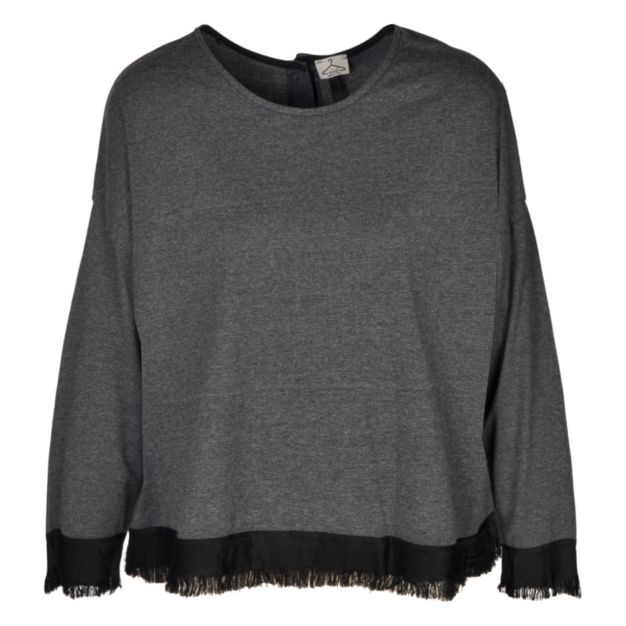 Back button raw-edge silky top