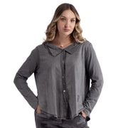 2-Textured collared overdyed shirt