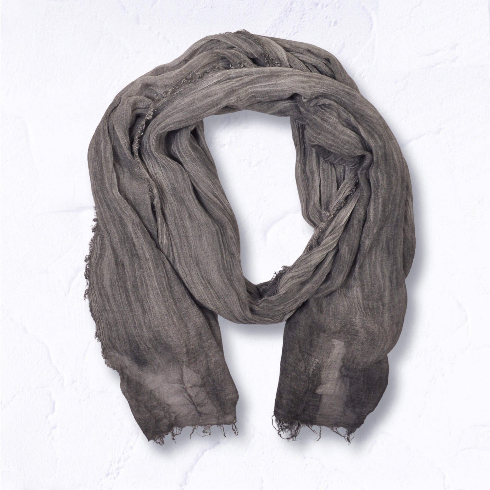 Overdyed raw-edge scarf