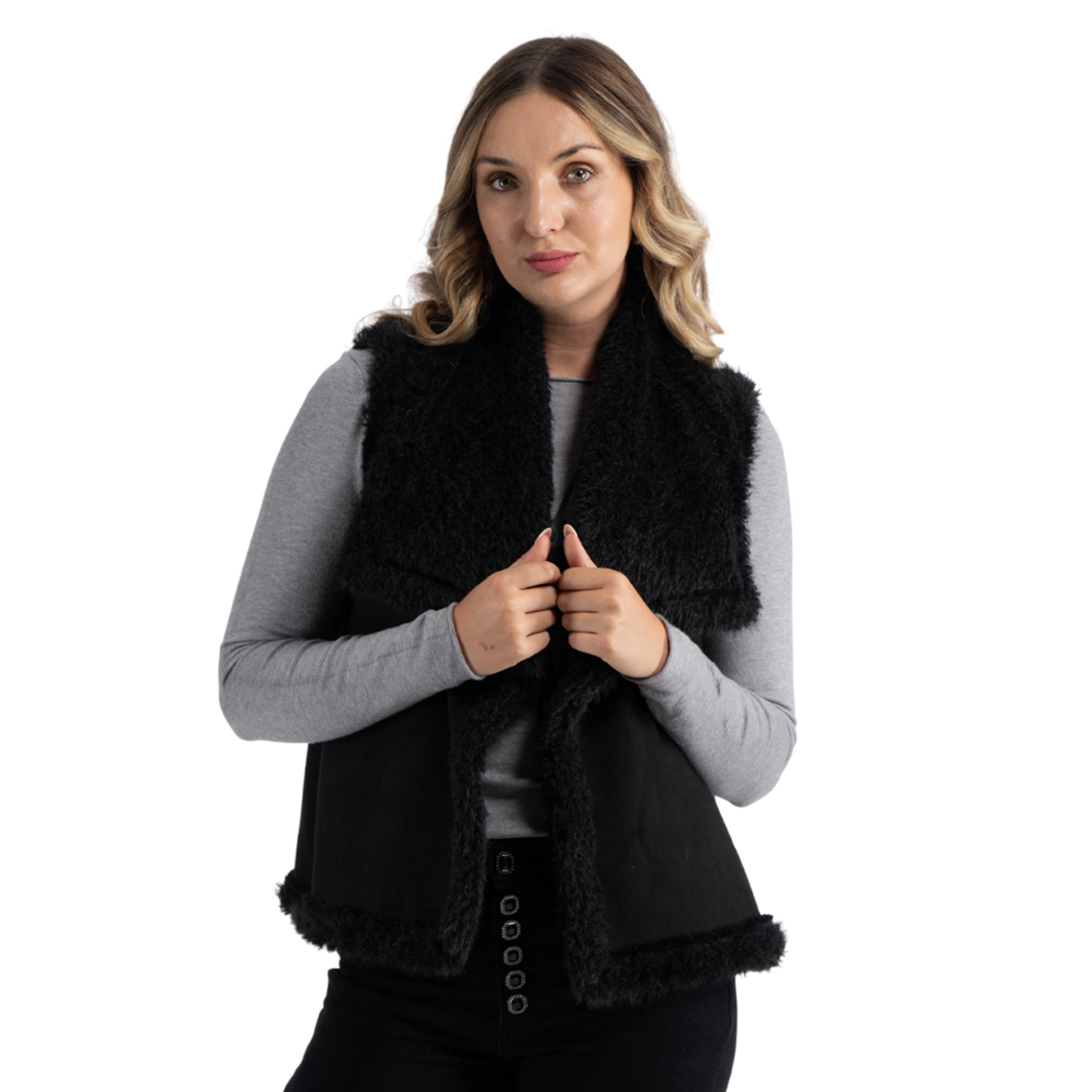 Faux fur sued gilet