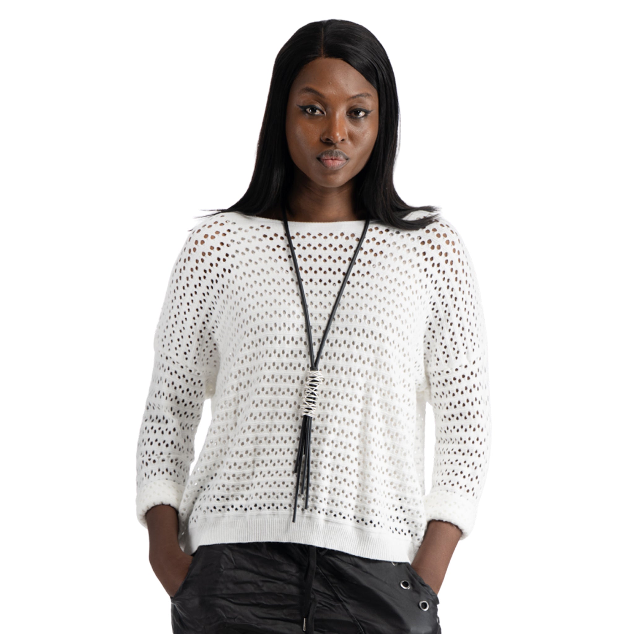 Circle hole knit top
