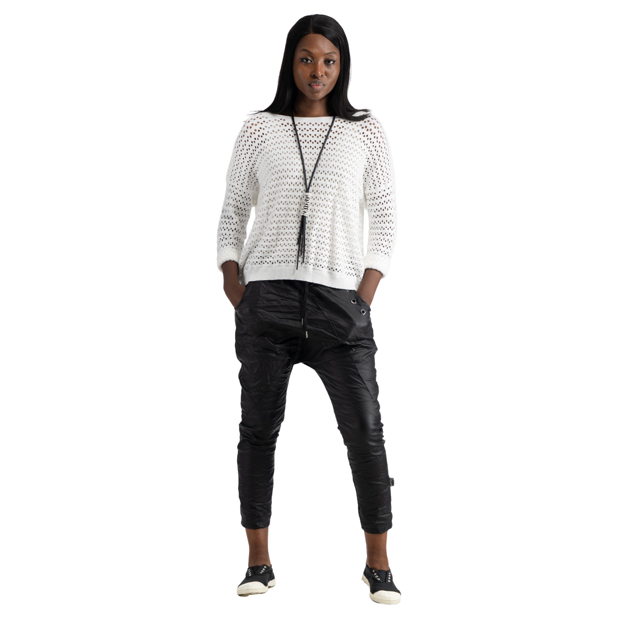 Circle hole knit top