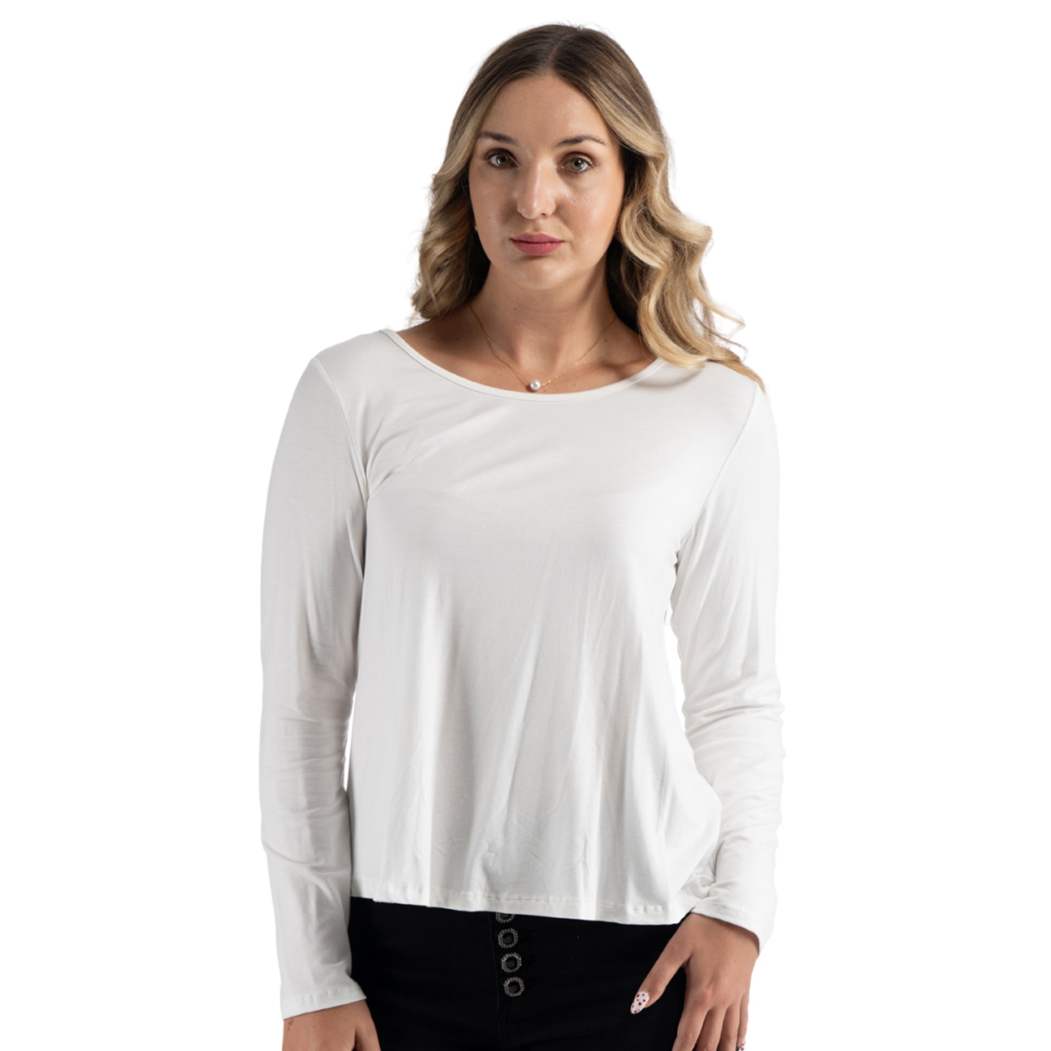 Back button detail long sleeve top