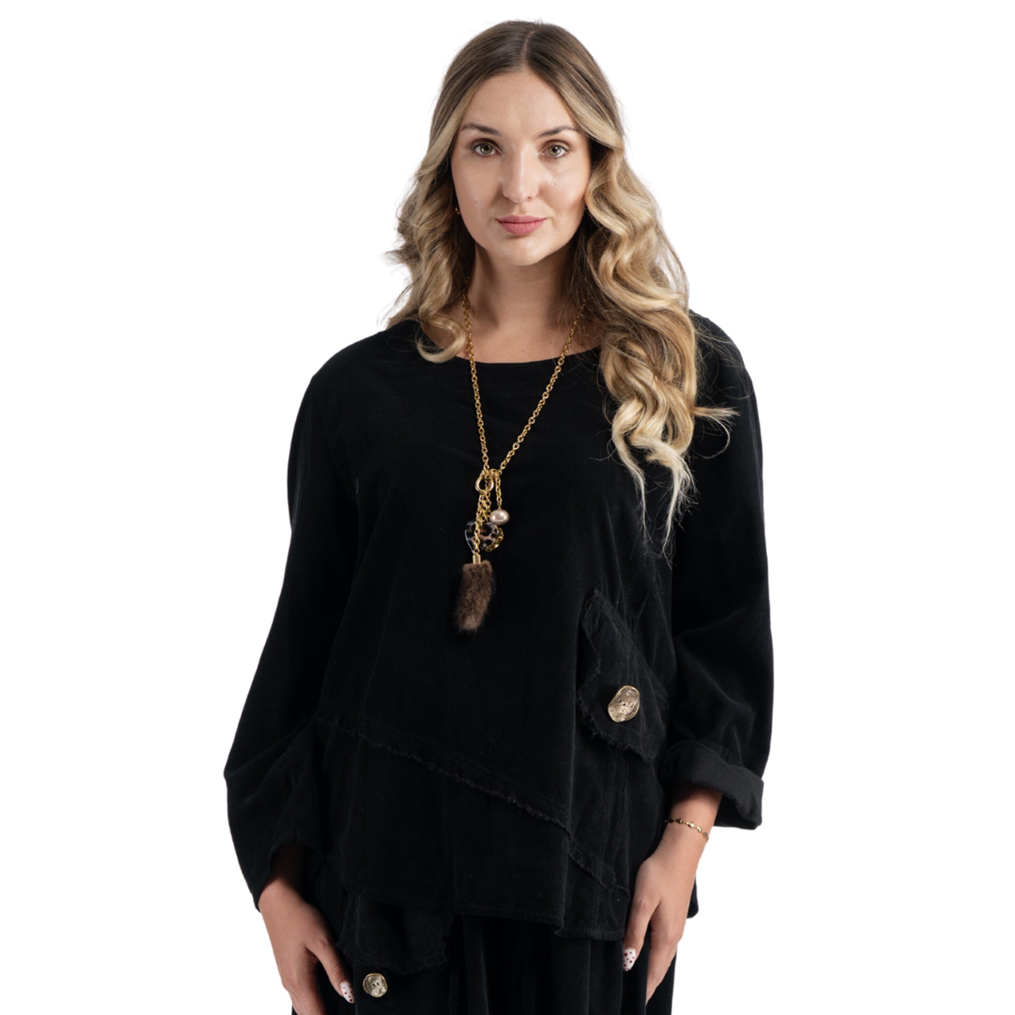 Mock pocket corduroy top