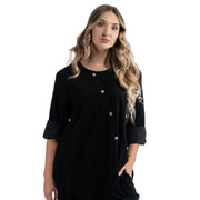Asymmetrical button corduroy pointy top