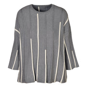 Cropped sleeve striped knit top