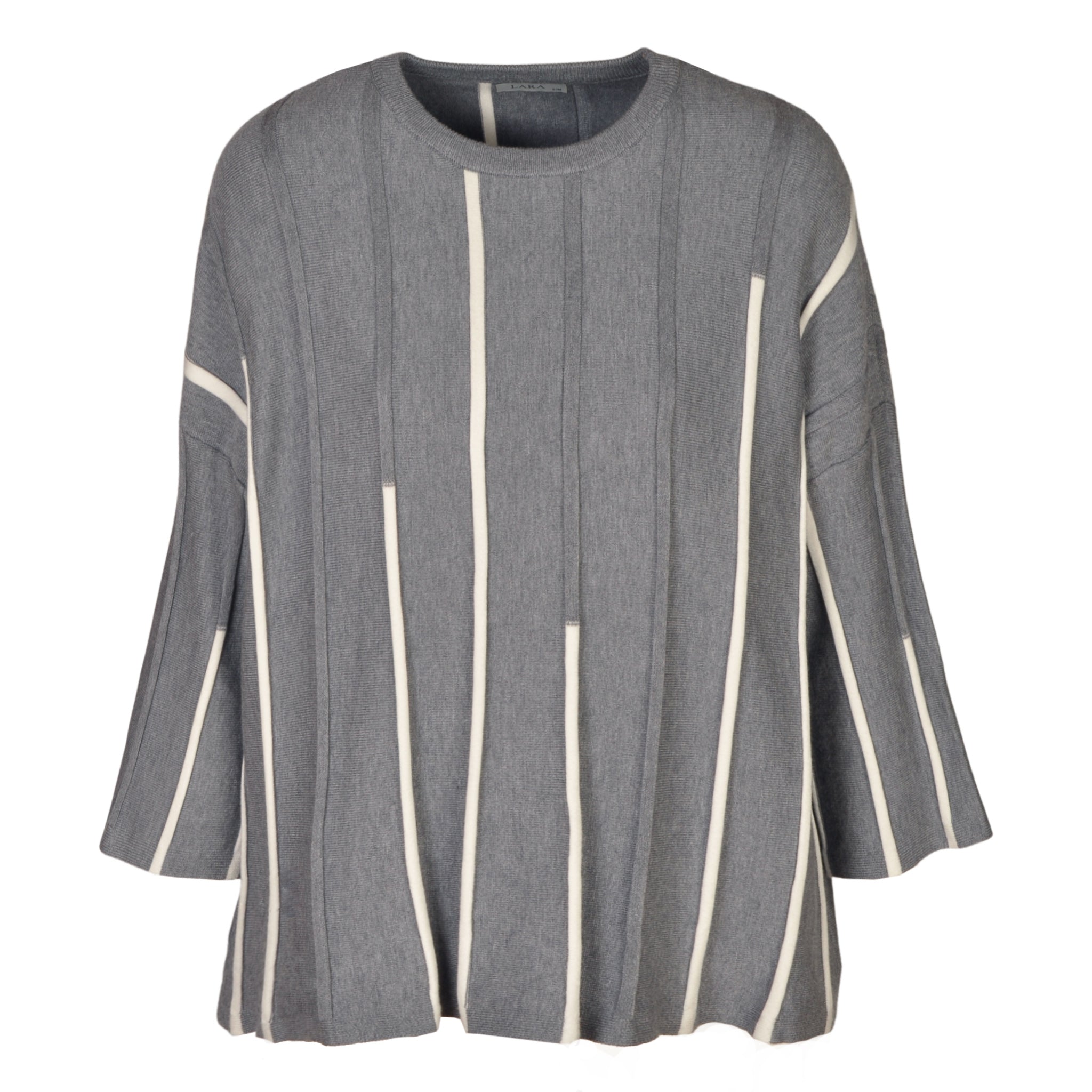 Cropped sleeve striped knit top